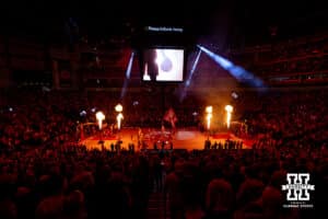 Nebraska Cornhuskers starting line up introduced before taking on the Rutgers Scarlet Knights during a college basketball game, Thursday, January 16, 2025, in Lincoln, Nebraska. Photo by John S. Peterson.