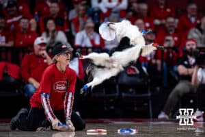 Fly Dogs perform at halftime during a college basketball game, Thursday, January 16, 2025, in Lincoln, Nebraska. Photo by John S. Peterson.