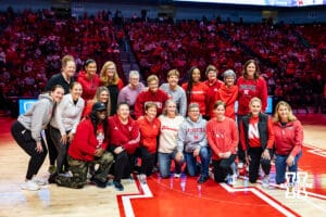 Nebraska Cornhuskers former basketball players celebrated at halftime during women’s college basketball game against the Penn State Nittany Lions, Sunday, January 5, 2025, in Lincoln, Nebraska. Photo by John S. Peterson.