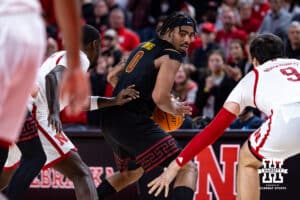 USC Trojans forward Saint Thomas (0) dribbles the ball against the Nebraska Cornhuskers in the second half during a college basketball game, Wednesday, January 22, 2025, in Lincoln, Nebraska. Photo by John S. Peterson.