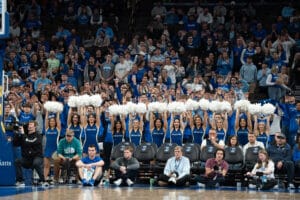 Creighton Bluejay fans during a college basketball game against Xavier on January 29th, 2025 in Omaha Nebraska. Photo by Brandon Tiedemann.