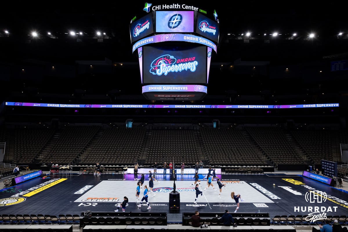 Omaha Supernovas warming up for practice during the Supernovas Media Day, Monday, January 6, 2025, in Omaha, Nebraska. Photo by John S. Peterson.