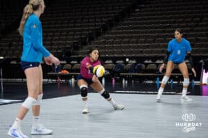 Supernovas libero Camila Gomez (10) working on drills during the Supernovas Media Day, Monday, January 6, 2025, in Omaha, Nebraska. Photo by John S. Peterson.