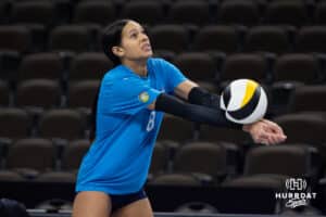 Supernovas outside hitter Reagan Cooper (8) digs the ball during the Supernovas Media Day, Monday, January 6, 2025, in Omaha, Nebraska. Photo by John S. Peterson.