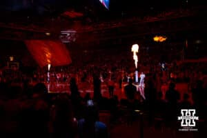 Nebraska Cornhuskers and Ohio State line-ups announced during a college men’s basketball game on Sunday, February 9, 2025, in Lincoln, Nebraska. Photo by John S. Peterson.