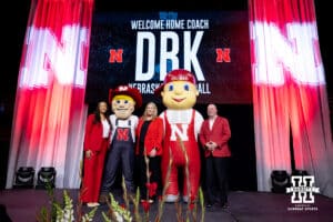 Dani Busboom-Kelly pose for a photo with Kristen Brown, Herbie, Lil' Red, and Troy Dannon during the Welcome to Dani Busboom-Kelly Celebration event Thursday, February 6, 2025 in Lincoln, Nebraska. Photo by John S. Peterson.