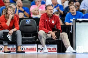 OMAHA, NEBRASKA - SEPTEMBER 6: Head coach John Cook of Nebraska during their game against Creighton at CHI Health Center September 6, 2018 in Omaha, Nebraska.Photo by Eric Francis