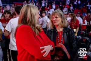 Supernovas president Diane Mendenhall talks to Dani Busboom-Kelly during the Welcome to Dani Busboom-Kelly Celebration event Thursday, February 6, 2025 in Lincoln, Nebraska. Photo by John S. Peterson.