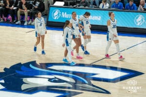 Creighton Bluejays after the half of a college basketball game against Seton Hall on February 5th, 2025 in Omaha Nebraska. Photo by Brandon Tiedemann.