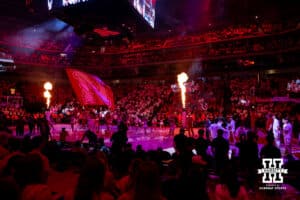 Nebraska Cornhuskers introductions before taking on the Minnesota Golden Gophers during a men’s college basketball game Saturday, March 1, 2025 in Lincoln, Nebraska. Photo by John S. Peterson.