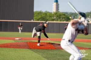 Omaha’s Ben Weber continues his shut out during a baseball game against North Dakota State Wednesday May 21st 2025 in Omaha, Nebraska. Photo by Brandon Tiedemann.
