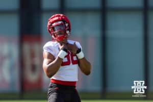 Nebraska Cornhusker Williams Nwaneri (96) running drills during practice on Monday, July 28, 2025 in Lincoln, Nebraska. Photo by John S. Peterson.