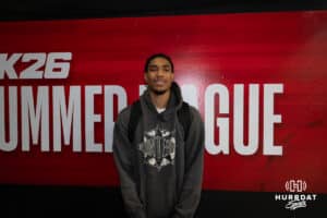 Hunter Sallis se usmívá po basketbalové hře ve středu 16. července 2025 v Las Vegas. Foto Brandon Tiedemann.
