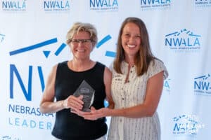 Deb Grafentin wins the Legacy Award during the National Women’s Athletic Leadership Alliance Awards Monday July 21st 2025 in Omaha, Nebraska. Photo by Brandon Tiedemann.