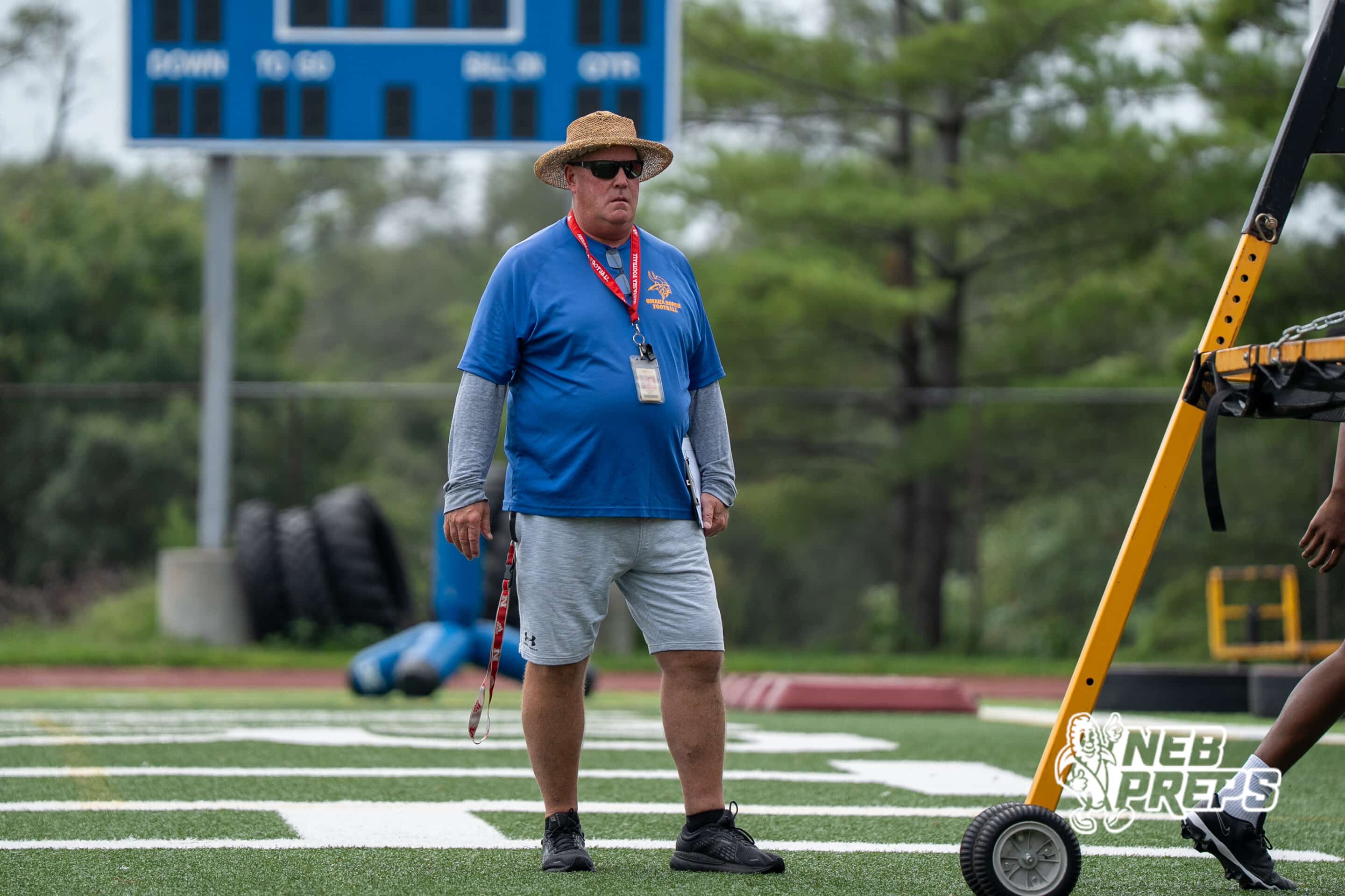Head Coach Larry Martin during Omaha North football practice on Monday, August 11th, 2025 in Omaha Nebraska. Photo by Brandon Tiedemann.