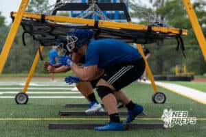 Linemen shuffle during Omaha North football practice on August 11th, 2025 in Omaha Nebraska. Photo by Brandon Tiedemann.