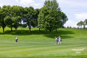 Golfers walking down the fareway during the Pinnacle Bank Championship on Sunday, Aug. 10, 2025 in Elkhorn, Nebraska. Photo by John S. Peterson.