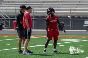 Tay Tay Jenkins talks with Mike Sauter during Westside football practice on Tuesday, August 12th, 2025 in Omaha Nebraska. Photo by Brandon Tiedemann.