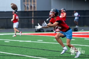 Maurice Purify catches a punt during Westside football practice on Tuesday, August 12th, 2025 in Omaha Nebraska. Photo by Brandon Tiedemann.