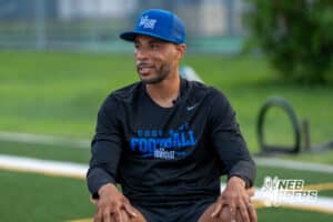 Head Coach Allen Burrell talks before Millard North football practice on Saturday, August 16th, 2025 in Omaha, Nebraska. Photo by Brandon Tiedemann.