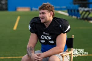 Nate Maraable talks before Millard North football practice on Saturday, August 16th, 2025 in Omaha, Nebraska. Photo by Brandon Tiedemann.