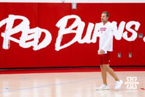 Nebraska Cornhusker head coach Fred Hoiberg watches the action during basketball practice on Tuesday, September 23, 2025, in Lincoln, Nebraska. Photo by John S. Peterson.