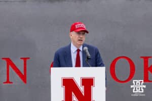 Nebraska President Jeffrey Gold speaks during the John Cook Statue dedication on Thursday, September 18, 2025, in Lincoln, Nebraska. Photo by John S. Peterson.
