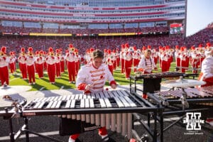 Nebraska Cornhusker Marching Band prefrom at halftime, a Taylor Swift song during a college football game against the Michigan State Spartans on Saturday, October 4, 2025, in Lincoln, Nebraska. Photo by John S. Peterson.